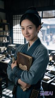 《账本里的天下》苏晚晴 正面定妆定妆图（账房 · 女主 · 符号：算珠（化名苏青））