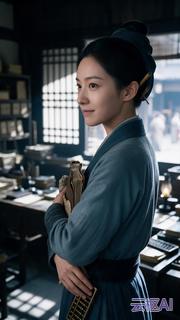 《账本里的天下》苏晚晴 侧面定妆图（账房 · 女主 · 符号：算珠（化名苏青））