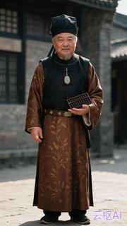 《账本里的天下》周满仓 全身定妆图（粮商 · 主要对手 · 符号：粮与朱砂）